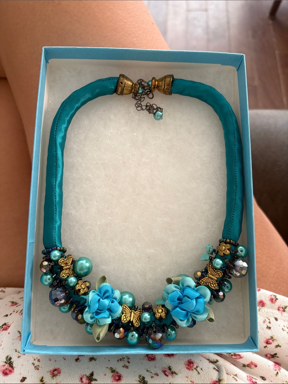 Turquoise Floral Statement Necklace - Women Jewelry